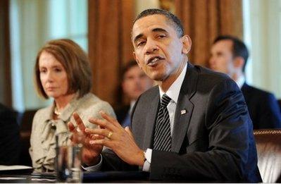 US&nbsp;President&nbsp;Barack&nbsp;Obama&nbsp;speaks&nbsp;as&nbsp;Speaker&nbsp;Nancy&nbsp;Pelosi&nbsp;looks&nbsp;on&nbsp;during&nbsp;a&nbsp;meeting&nbsp;on&nbsp;financial&nbsp;reform&nbsp;in&nbsp;the&nbsp;Cabinet&nbsp;Room&nbsp;at&nbsp;the&nbsp;White&nbsp;House&nbsp;in&nbsp;Washington,&nbsp;DC.&nbsp;Obama&nbsp;has&nbsp;pledged&nbsp;to&nbsp;"move&nbsp;quickly"&nbsp;on&nbsp;pushing&nbsp;financial&nbsp;regulatory&nbsp;reform&nbsp;through&nbsp;Congress,&nbsp;setting&nbsp;up&nbsp;his&nbsp;next&nbsp;political&nbsp;battle&nbsp;with&nbsp;Republicans.(AFP/Jewel&nbsp;Samad)