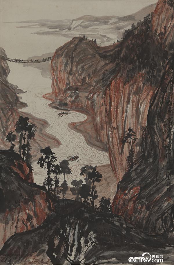 黄河龙门口 方济众  85.4x55.7cm 1960年  纸本水墨设色
