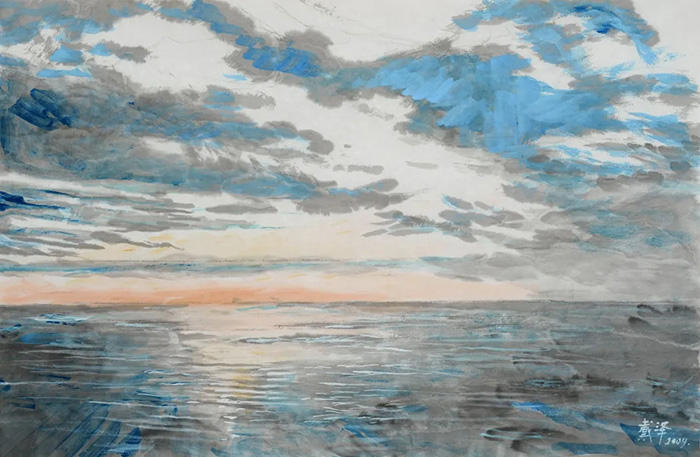 《海阔天空》纸本设色 46×70 2009