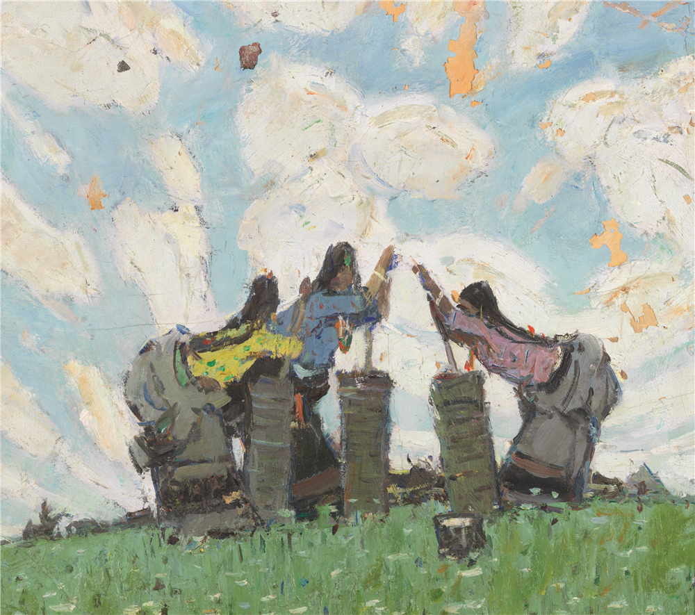 草原上  马常利（1931-） 油画 1981年 150×162cm 中国美术馆藏 2015年艺术家捐赠