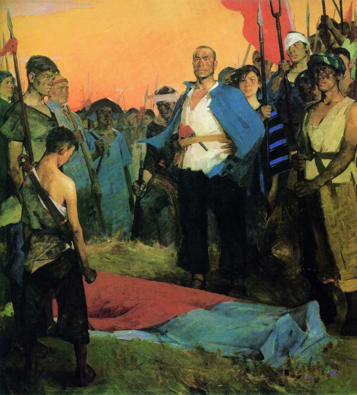 全山石　《英勇不屈》　布面油画　233cm×216cm　1961年　中国美术学院美术馆藏