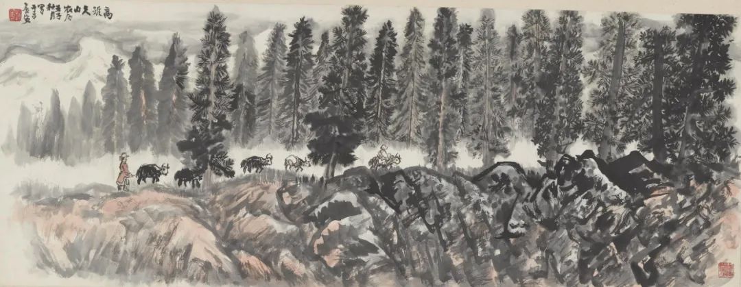 高跂天山  赵望云  中国画 1972年  36×94cm  中国美术馆藏
