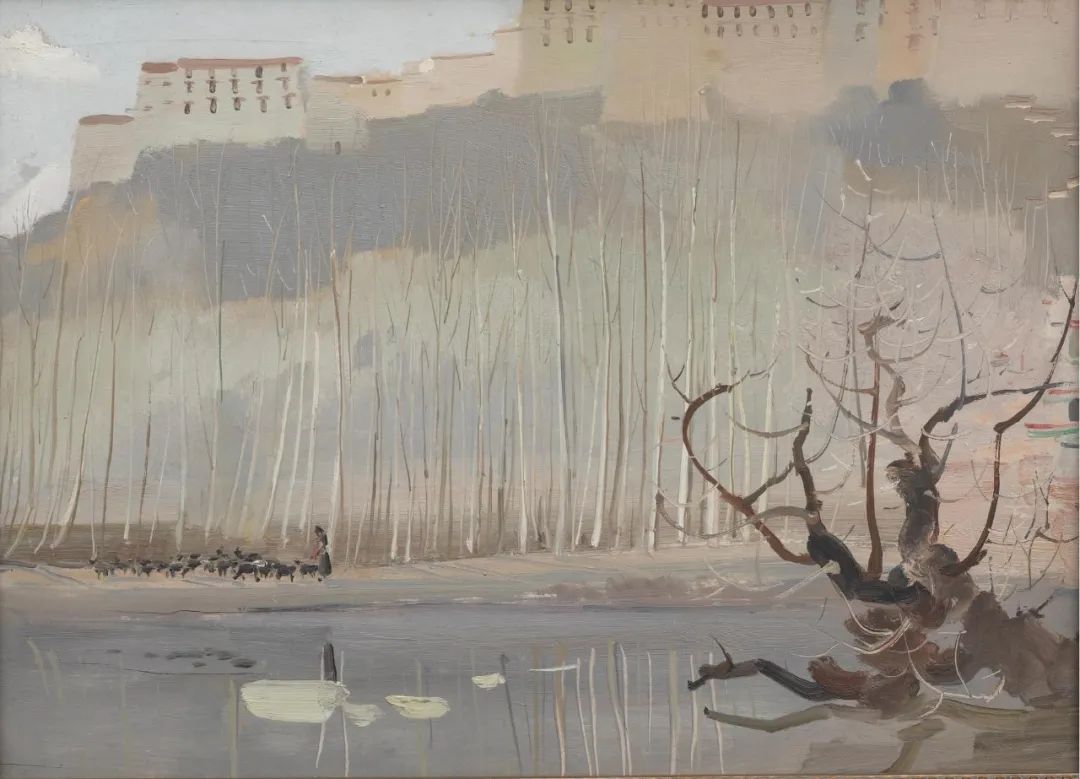 拉萨龙王潭  吴冠中  油画 1961年  45.6×61cm  中国美术馆藏