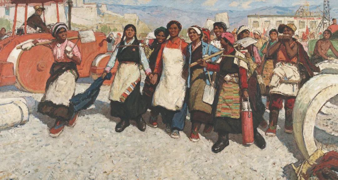 我们走在大路上  潘世勋  油画  1964年  120×225cm  中国美术馆藏