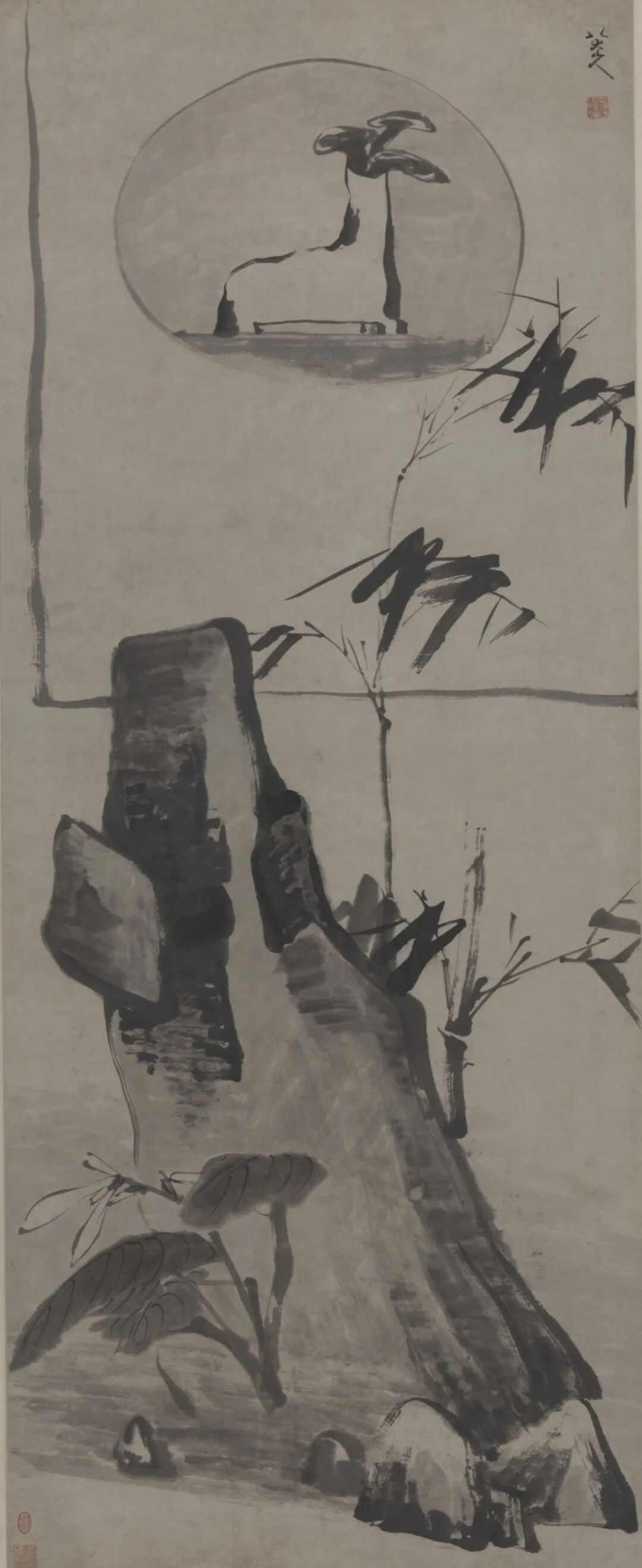 秋窗竹韵图  八大山人  中国画 159&times;64cm  清代  中国美术馆藏（1964年邓拓捐赠）