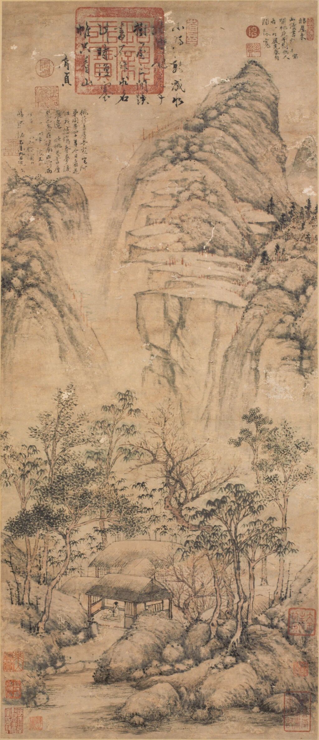 明 沈周 《桃花书屋图》轴